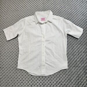 Double R by Ravi Ratan Womens White Button Up Shirt Sz M